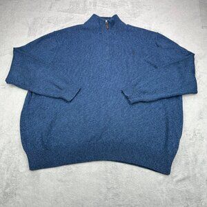 Polo Ralph Lauren Quarter Zip Sweater Men’s 2XB Blue Marled Knit Preppy READ****